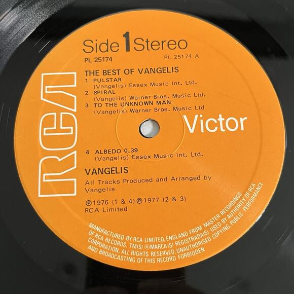 The Best Of Vangelis Vinyl LP 1978 RCA Victor PL 25174 UK Import - Picture 3 of 8